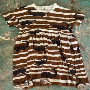 Mini Rodini Cream and Brown Alligator Print Dress